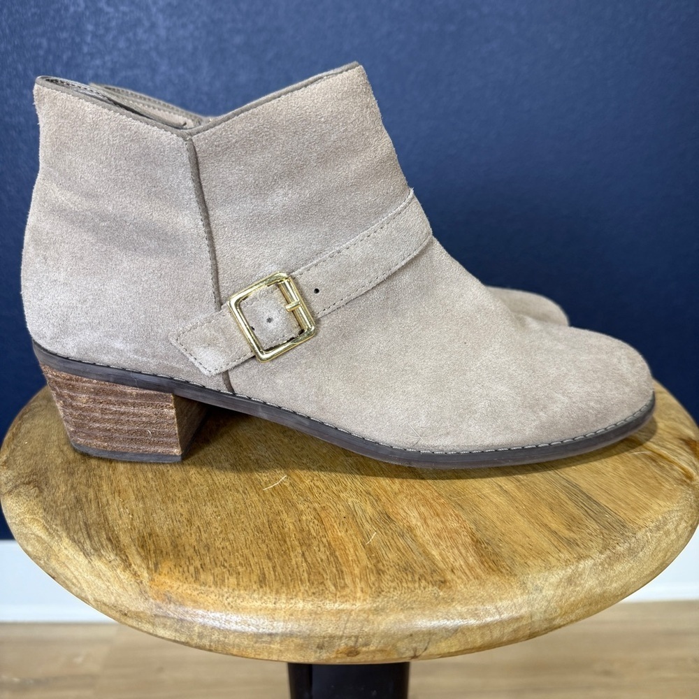 Lands' End Maplewood Block Heel Tan Suede Booties Maplewood, Size 10